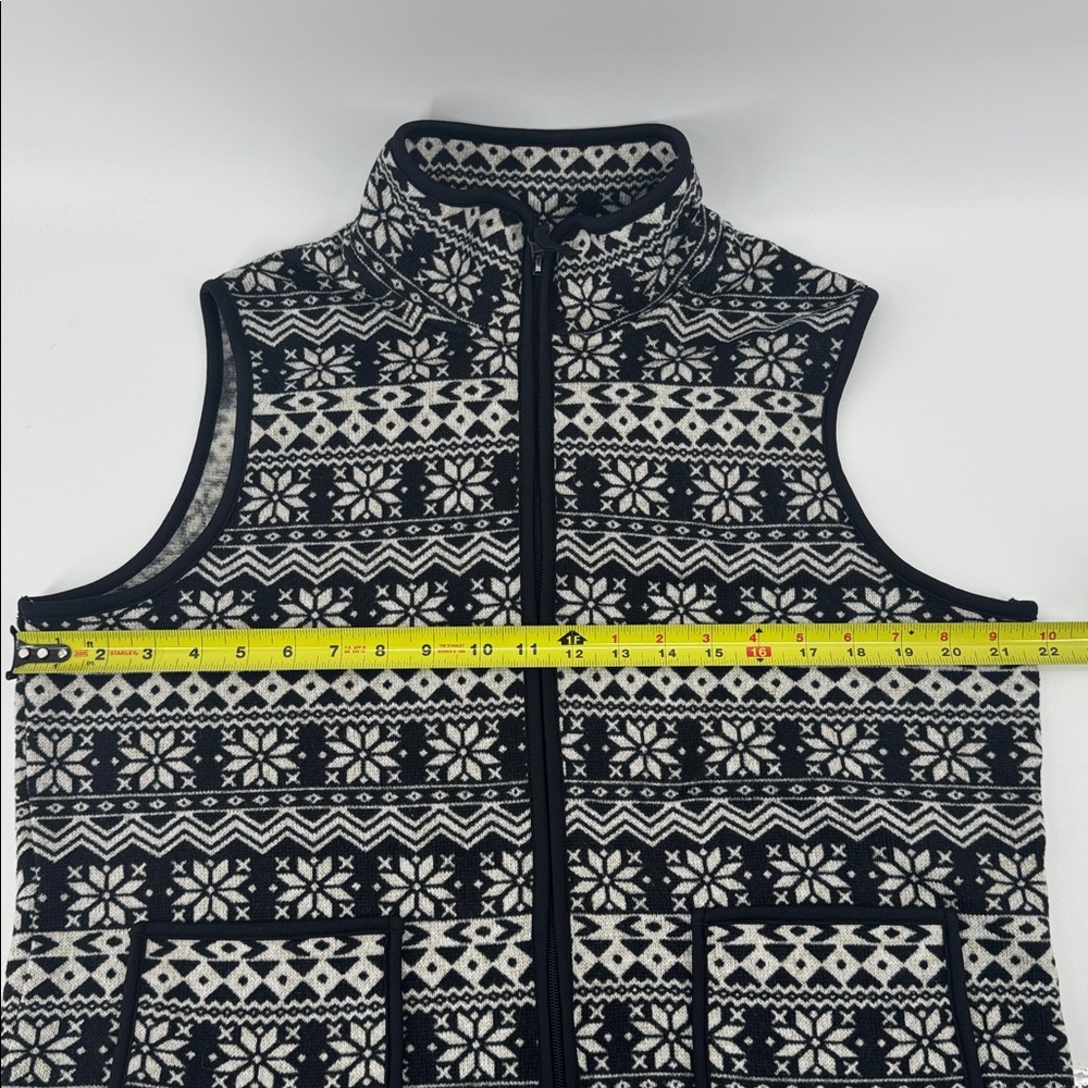 Vermont Country Store fair Isle‎ Black & Cream Snowflake Fleece Zip Vest Sz 1X - Picture 6 of 7